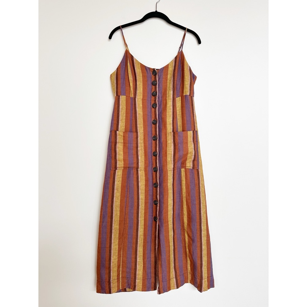 SEA New York 100% Linen Striped Midi Dress Size 4 - Picture 1 of 11